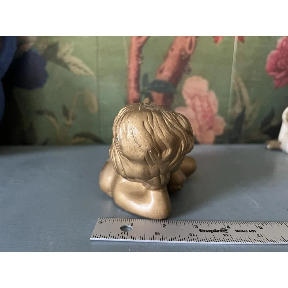 Vintage 90's Gold Painted Cherub Angel Figurines